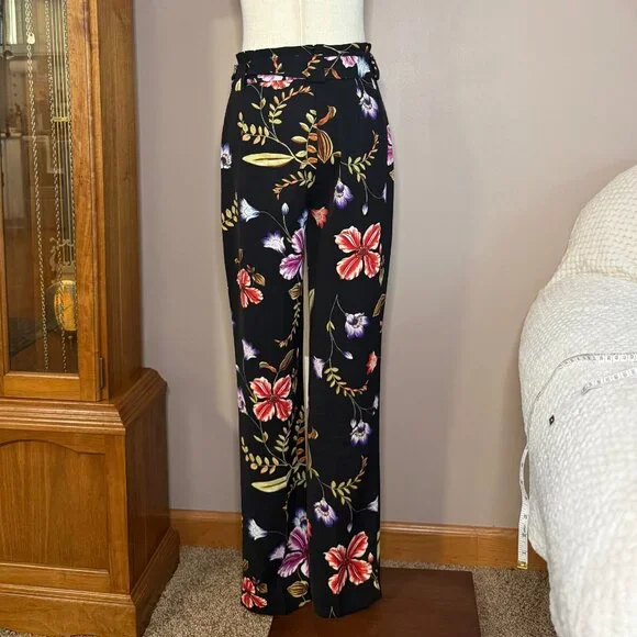 Express Black and Colorful Floral High-Rise Ankle Pants – Women's Size 4L - Picture 4 of 6